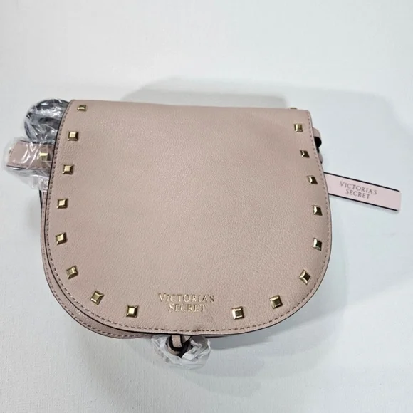 Victoria's Secret Crossbody Purse Light Pink Studded Faux Leather 7" Fashion Bag - Picture 5 of 5